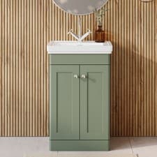 Image of Nuie Classique Floor Standing 2-Door Vanity Unit with Basin 500mm Wide Satin Gre