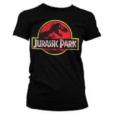 Image of Officially Licensed Jurassic Park Distressed Logo Women's T-Shirt S-XXL Sizes