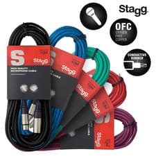 Image of Stagg 10m XLR Male to Female Microphone Audio Cable Lead Coloured