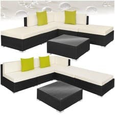 Image of Rattan Garden Corner Sofa Set | 5 seats 1 table Outdoor Lounge Furniture Wicker