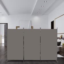 Image of Folding Room Divider 3 Panel Wall Privacy Screen Protector for Home Office,Grey