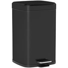 Image of HOMCOM 20L Kitchen Pedal Bin, Metal Rubbish Bin with Soft-close Lid, Black