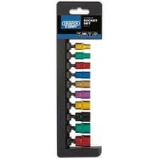 Image of Draper 10 Piece 1/4" Drive Coloured Hex Socket Set Metric