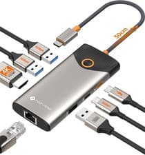 Image of USB C Hub Ethernet, 7-in-1 USB-C Hub Multiport Adapter with 1 Gbps Ethernet
