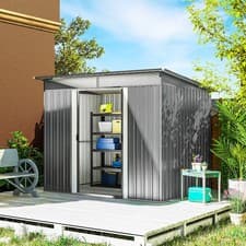 Image of 9 x 6.5ft Garden Shed Storage Tool organiser with Sliding Door Vent, Light Grey