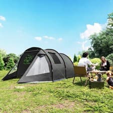 Image of 3-4Persons Tunnel Tent 2Room Camping Fishing Hiking Canopy Shelter Windows Door