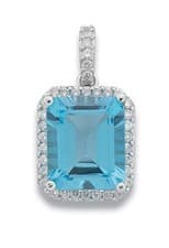 Image of 9ct White Gold Diamond 0.38ct Blue Topaz 7.50ct Pendant DPD0285/OR