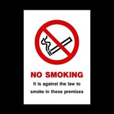 Image of No Smoking on These Premises Plastic Sign OR Sticker - A6 A5 A4 (PS70)