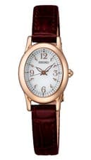 Image of SEIKO Selection SWFA148 Ladies Solar White Dial Brown Leather Strap New R8041069