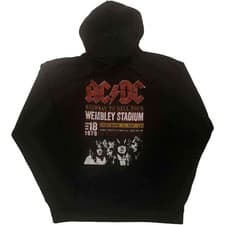 Image of AC/DC Hoodie Wembley 1979 Band Logo new Official Mens Black Pullover