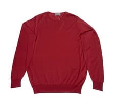 Image of John Smedley Men’s Knit Jumper Red Size Large Extrafine Merino Wool Sweater BNWT