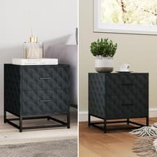 Image of Bedside Cabinets x 2 Bedroom Table Set Pair Drawers Nightstand Storage Unit