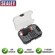 Image of Sealey Premier Fine Tooth Stubby Ratchet Screwdriver Socket & Bit Set 24pc