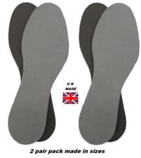 Image of 2 Pair Pack of Extra Thick Comfort Ready Cut to Size Shoe Insoles Sizes 3 to 17s