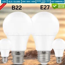 Image of LED GLS LIGHT BULBS 40w 60w 100w WARM/COOL WHITE BC/B22 ES/E27 Bayonet Daylight
