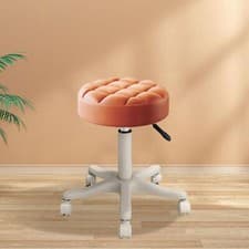 Image of PU Leather Round Rolling Stool Heavy Duty Lash Chair 360