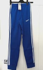 Image of New Adidas Essentials 3 Stripe Blue Joggers Activewear Size XS RRP38