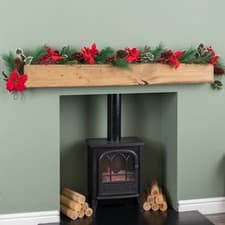 Image of 1.8m Red Christmas Poinsettia Garland with Pinecones & Seasonal Foliage