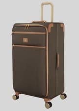 Image of BNWT IT Luggage Dark Brown Tan Trim Suitcase- Cabin Case 56CM 8 WHEELS