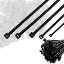 Image of Black Cable Ties Zip Ties Wraps Heavy Duty Long Short Small Large Thick Thin