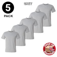 Image of 5 Pack Men's Plain T-Shirt 100% Cotton Blank Tee Multi Pack Crew Neck Gym Top