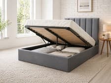 Image of PANEL HEADBOARD OTTOMAN STORAGE GAS LIFT UP 4FT6 DOUBLE & KING SIZE BED MATTRESS