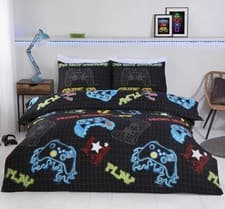 Image of Children Game Gaming Gamer Duvet Cover Kids Boys Single Quilt Bedding Set Black