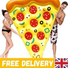 Image of Extra Large Inflatable Pizza Slice Pool Float with Cup Holders - Fun for Kids