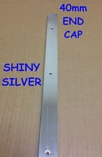 Image of Kitchen Worktop Edging Trim SHINY SILVER END CAP 40mm with screws *CHEAP DEAL