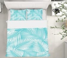 Image of 3D White Leaves KER530 Bed Pillowcases Quilt Duvet Cover Double Luna