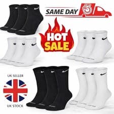 Image of NIKE SOCKS 3 & 6 PAIRS PACK -LIGHTWEIGHT CREW ANKLE MENS WOMENS SPORTS UK Stock