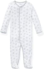 Image of BNWT Ralph Lauren Teddy Bear Logo Cotton Baby Grow Footed Coverall Neutral 6M