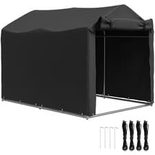 Image of Outsunny Garden Tool Storage Shed with Roll-up Zipper Door, Black
