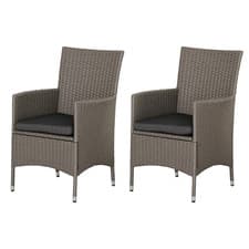 Image of 2 Pieces Rattan Garden Chairs, Patio Dining Chairs with Cushions, Grey