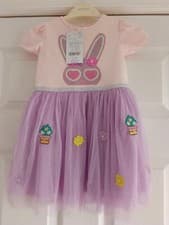 Image of NEW Monsoon - 18 - 24 Months - Lilac Bunny & Flower Embellished Disco Dress
