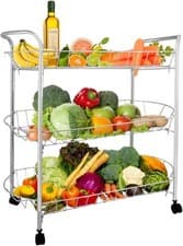Image of 4-Tier Chromium Fruit Basket with Wheels –Kitchen Rolling Rack with 4 Tiers