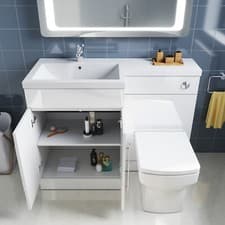 Image of Close Coupled Toilet Bathroom Vanity Units Sink WC with Concealed Cistern Suite