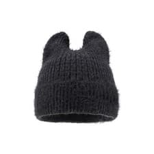 Image of Casual Winter Knitted Acrylic Beanie for Women with Ear Flaps Warm and Stylish