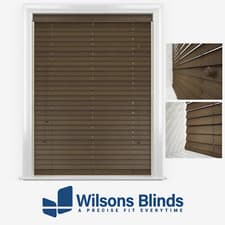 Image of Wooden Venetian Blind - Real Wood - Dark Oak - Fully Made To Measure - 50mm Slat