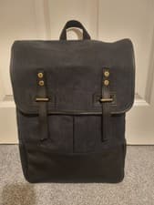 Image of Barbour International Black/Navy Waxed Cottom Canvas/Leather Rucksack *Brand New