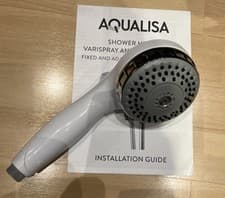 Image of Aqualisa 215021 Varispray 3-Spray Pattern Adjustable Shower Head - White/Chrome