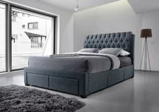 Image of Fabric Four Drawer Bed In grey 5ft king