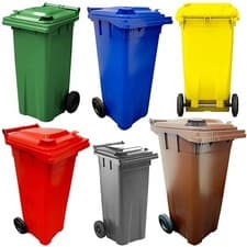Image of 140L Litre Plastic Wheelie Bin for Waste Management & Recycling Compact Bins