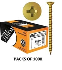 Image of TIMCO 8g (4mm) PROFESSIONAL YELLOW WOOD SCREW POZI COUNTERSUNK PACKS OF 1000