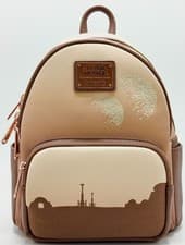 Image of Loungefly Sands of Tatooine Mini Backpack Disney Star Wars Bag Luke Skywalker