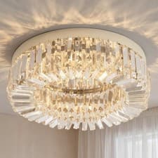 Image of HOMCOM Crystal Ceiling Light Chandeliers for Living Room Bedroom Silver Tone