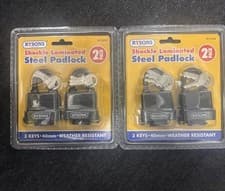Image of Rysons 4 Pack 40mm Shackle Laminated Steel Padlock 3 Keys Waterproof Outdoor