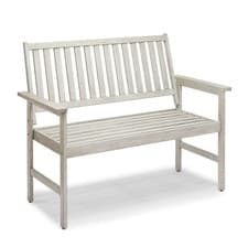 Image of Grey Garden Bench 2 Seater, Acacia Wood Outdoor Bench, Vonhaus