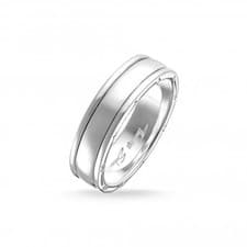 Image of THOMAS SABO Sterling Silver Engraved Logo Band Ring Unisex Size 54, UK N1/2, US7