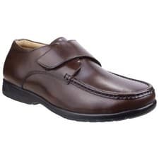 Image of Fleet & Foster Touch Fastening Mens Shoes Fred Dual Fit Moccasin Brown